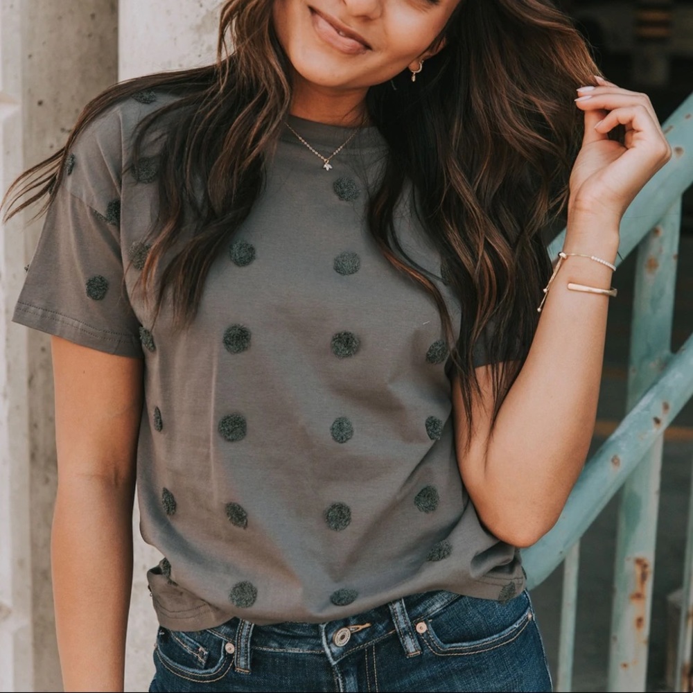 Yessenia polka dot top - dark grey